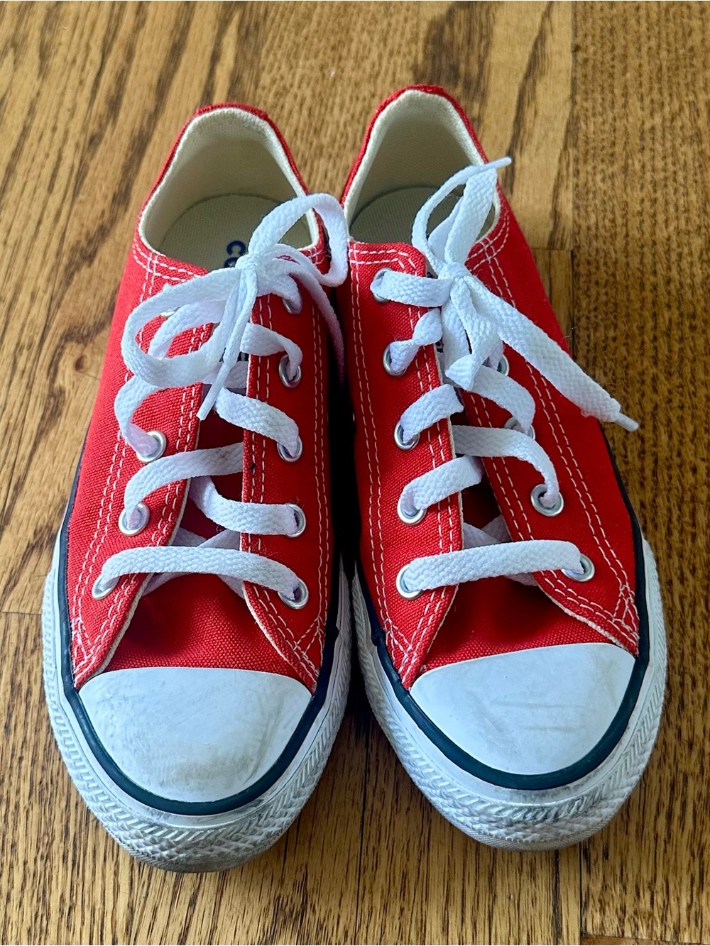 Converse Red Low-Top Kids Canvas Sneakers with White Laces